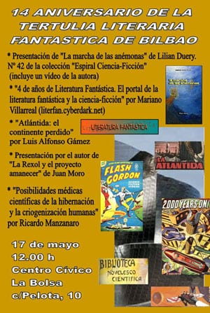 Cartel de los actos del decimocuarto aniversario de la Tertulia de Ciencia-Ficción de Bilbao (TerBi).