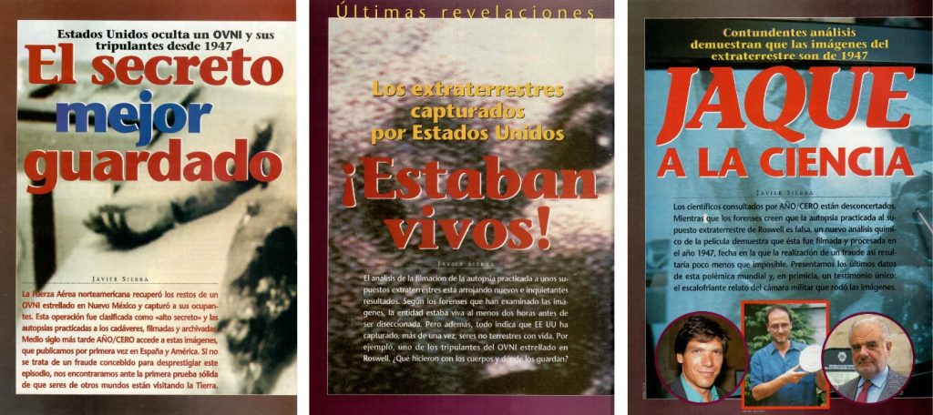 Javier Sierra defendió en 1995 en la revista 'Año Cero' la autenticidad de la película de la autopsia, que, según él, suponía un reto para los científicos.