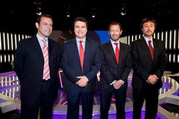 Sandro Rosell, Jaume Ferrer, Marc Ingla Agustí Benedito, los cuatro candidatos a la presidencia del Barça.