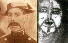 Fotografía del guardia civil y cara de Bélmez que comparan Iker Jiménez y Luis Mariano Fernández en su libro 'Tumbas sin nombre'.