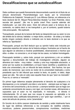 Carta de Gabriel Ferraté defendiendo la tesis del arquitecto Miquel Pérez-Sánchez.