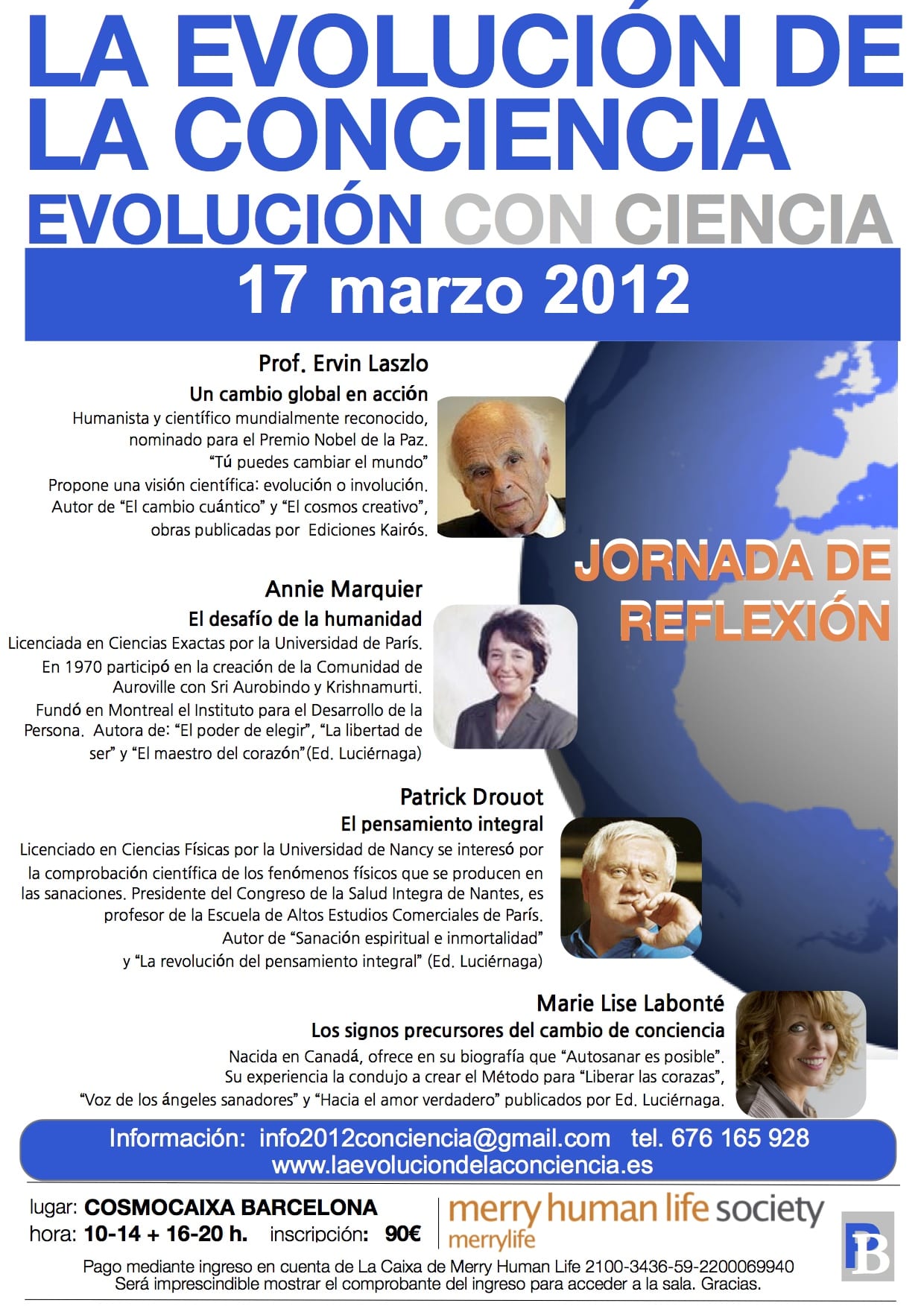 Cartel de la jornada pseudocientífica 'La evolucion de la conciencia', en CosmoCaixa Barcelona.