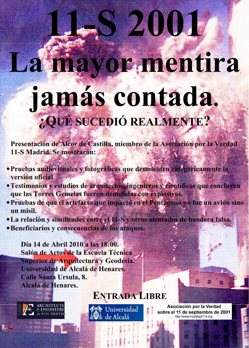 Cartel de la charla 'conspiranoica' sobre el 11-S que acogerá la Universidad de Alcalá.