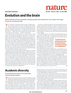 Editorial de 'Nature' en defensa de la teoría de la evolución.