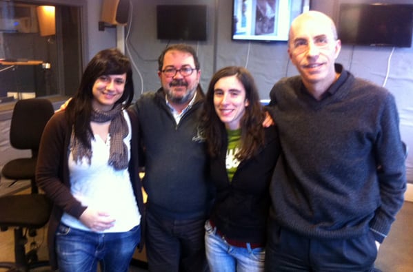 Iratxe Sánchez, Patxi Herranz, Naiara Serrano y Luis Alfonso Gámez, en el estudio central de Punto Radio Bizkaia.