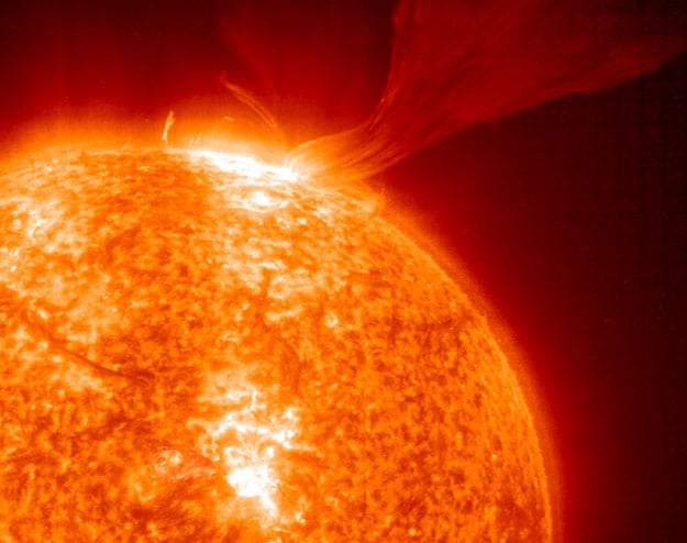 Una llamarada solar, captada el 15 de mayo de 2001 por el 'Soho'. Foto:ESA/NASA.