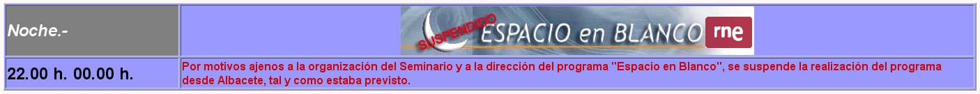 Anuncio de la emisión de ‘Espacio en Blanco’ desde la Universidad de Castilla-La Mancha en Albacete.