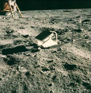 El reflector dejado en la Luna por los astronautas del 'Apollo 11'. Foto: NASA.