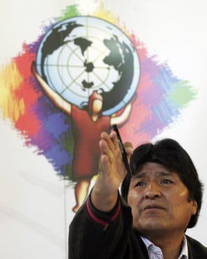 Evo Morales, durante una rueda de prensa ayer en Cochabamba. Foto:Reuters.