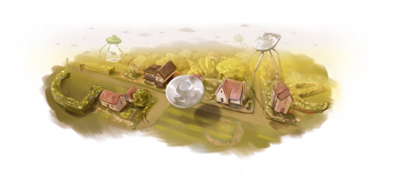 Google celebra el natalicio de H.G. Wells con platillos volantes.