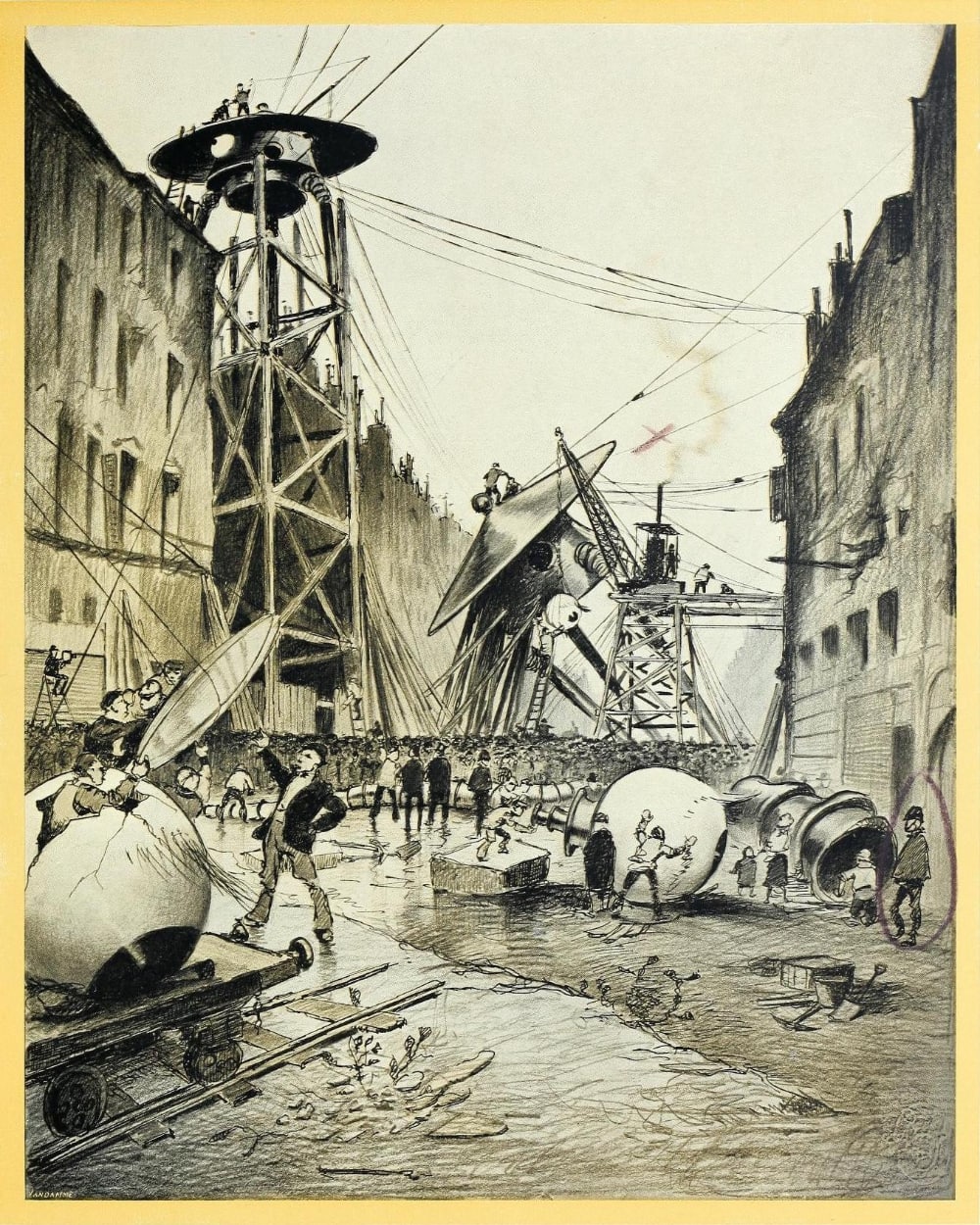 Ilustración del artista brasileño Henrque Alvim Corrêa, para la edición belga de 1906 de la obra de Wells.