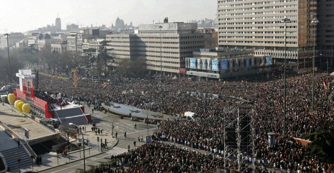 Vista de la manifestación de la plaza de Colón. Foto: Efe.