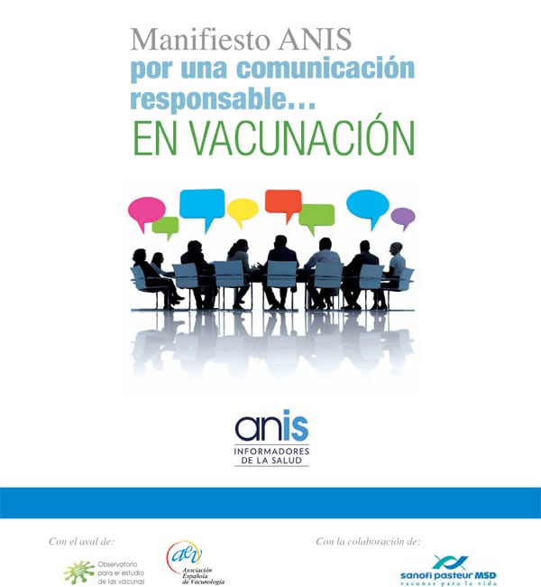 Portada del 'Manifiesto ANIS por una comunicación responsable en vacunación'.
