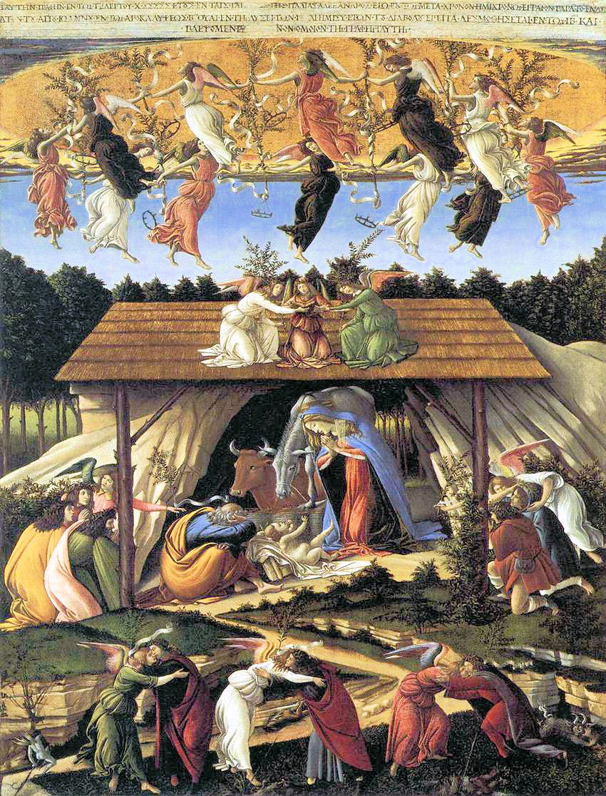 La 'Natividad mística' (1501), de Sandro Botticelli, con los ángeles celebrando el nacimiento de Jesús.