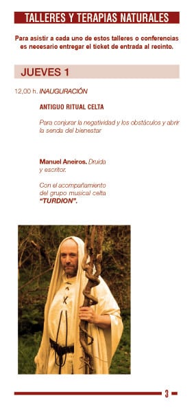 Publicidad del falso druida en material del Foro de las Ciencias Ocultas de Madrid.