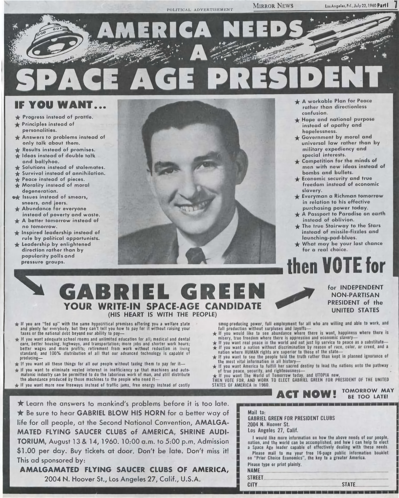 Publicidad de Gabriel Green en revistas y periódicos en 1960.