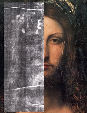 Comparación entre el rostro de la sábana y el 'Salvator Mundi' de Leonardo.