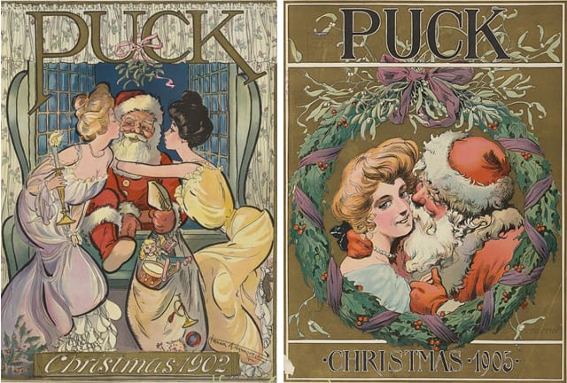 Santa Claus, en la portada de la revista 'Puck', en diciembre de 1902 y de 1905