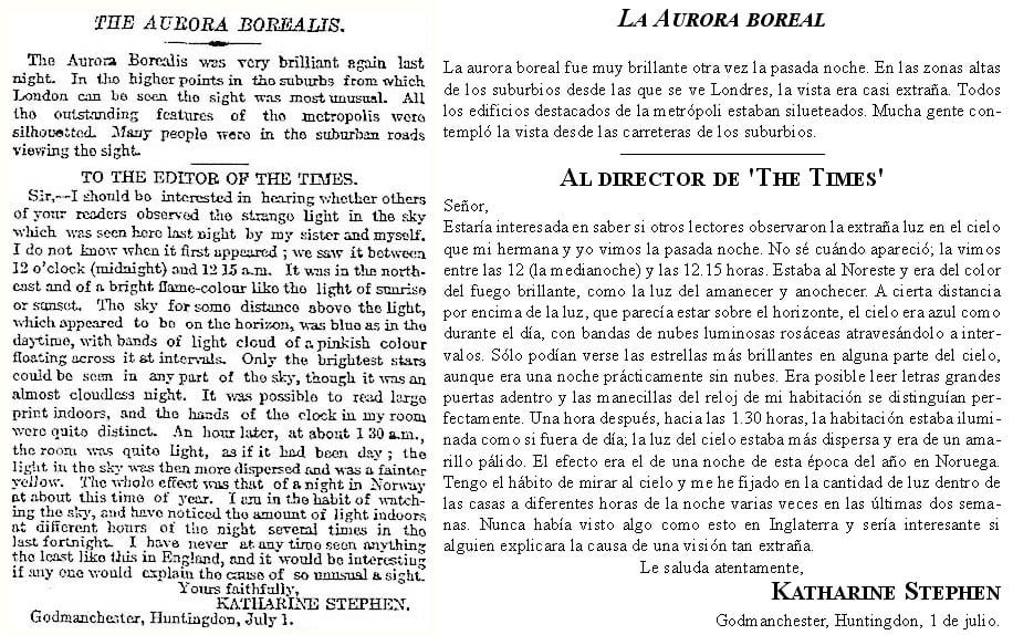 Carta al director de 'The Times' en 1908 sobre el fenómeno de Tunguska