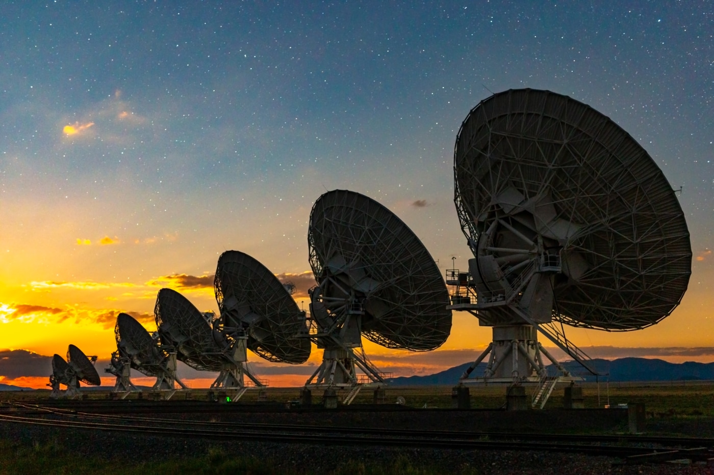 El Conjunto de Muy Grande (VLA), instalación formada por 27 antenas de radio de 230 toneladas cada una levantadas en el desierto de Nuevo México, Estados Unidos. Foto: Bettymaya Foott, NRAO/AUI/NSF.