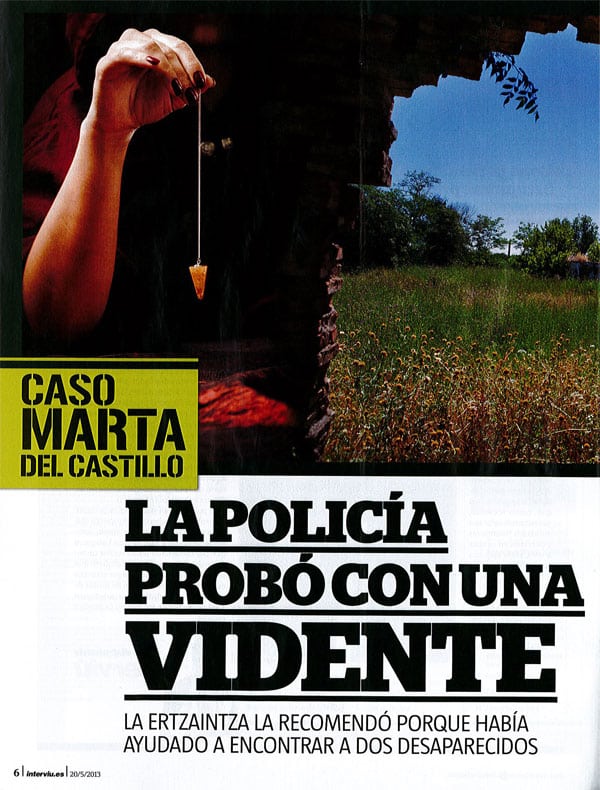 Primera página del reportaje de ‘Interviú’ sobre la intervención de una vidente en el caso de Marta del Castillo.