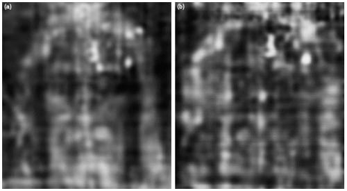 La cara conocida de la sábana de Turín y la nueva 'encontrada' en el reverso. Foto: 'Journal of Optics A: Pure an Applied Optics'.