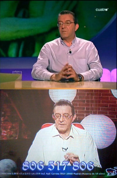 Prudencio Muguruza en el programa de Iker Jiménez y echando las cartas en un espacio de una televisión local, lo que hace habitualmente.