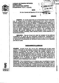 La sentencia sobre las medidas cautelares pedidas por Pedro Amorós.