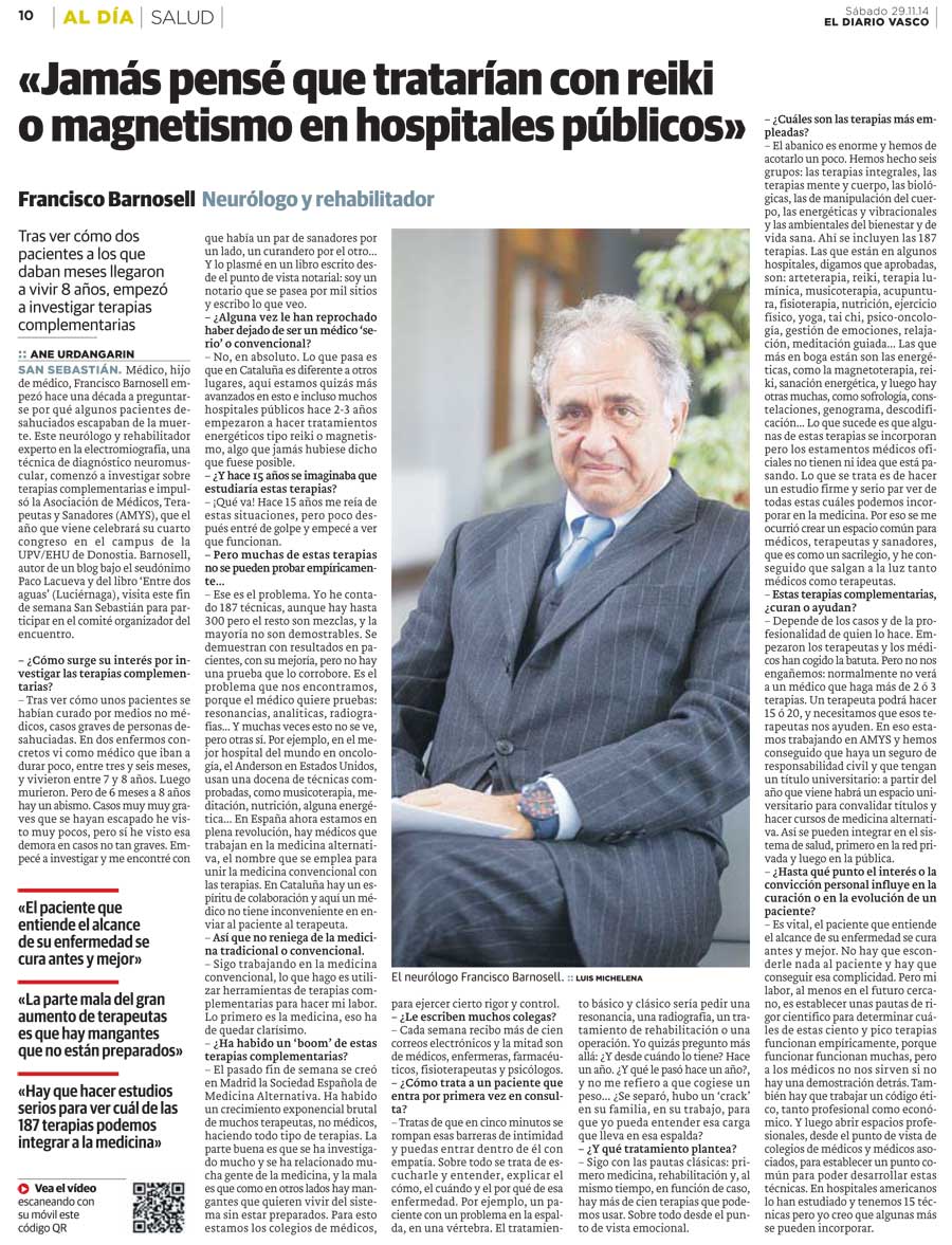 Entrevista a Francisco Barnosell publicada en 'El Diario Vasco'.
