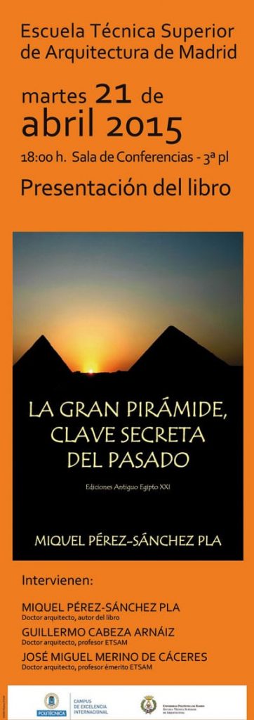 Anuncio de la presentación de Miquel Pérez-Sánchez en la Escuela Técnica Superior de Arquitectura de Madrid.