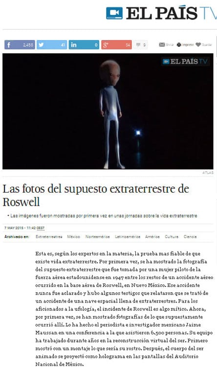 El extraterrestre de Maussan en 'El País'.
