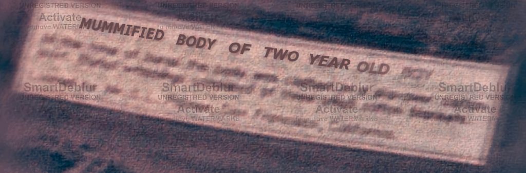 Cartelito de la momia de Maussan ocultado por el ufólogo y sus colaboradores.