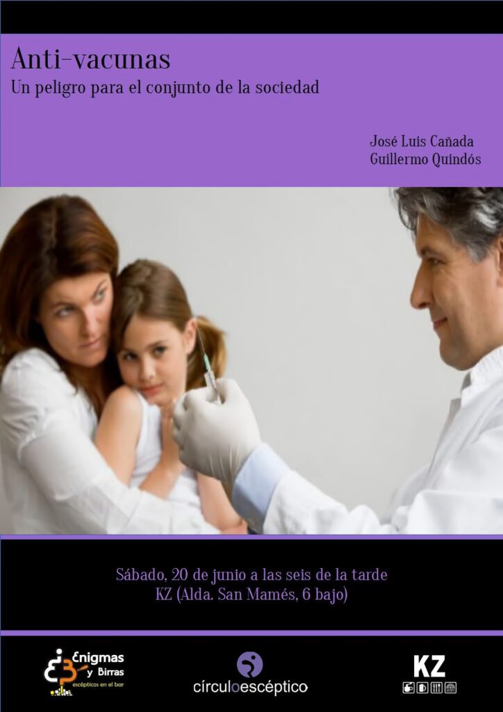 Cartel del cuadragésimo sexto ‘Enigmas y birras’ de Bilbao, dedicado a los antivacunas.