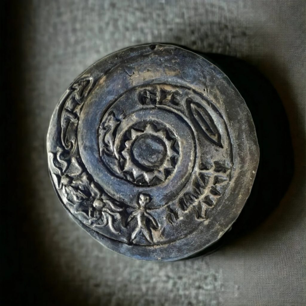 Réplica de un presunto disco dzopa, con marciano incluido, a la venta en Internet. Foto: AntikTablet.