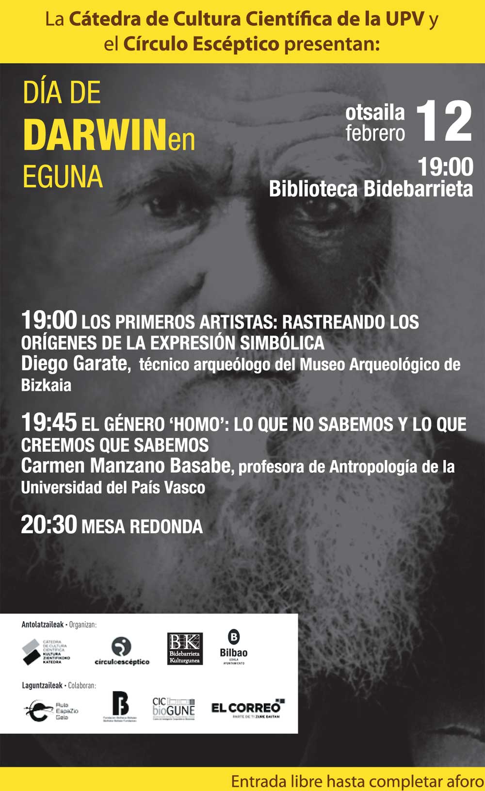 Programa del Día de Darwin de 2016 en Bilbao.