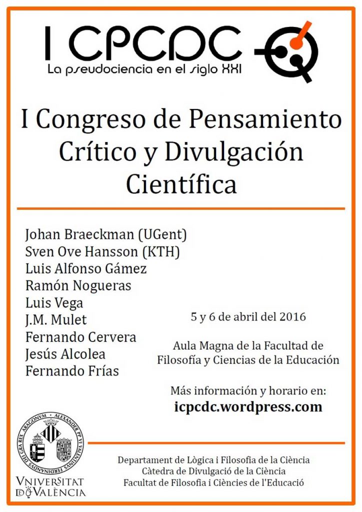 Cartel de I Congreso de pensamiento crítico y divulgación científica.