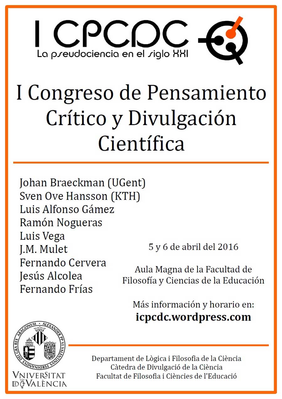 Cartel de I congreso de pensamiento crítico y divulgación científica.