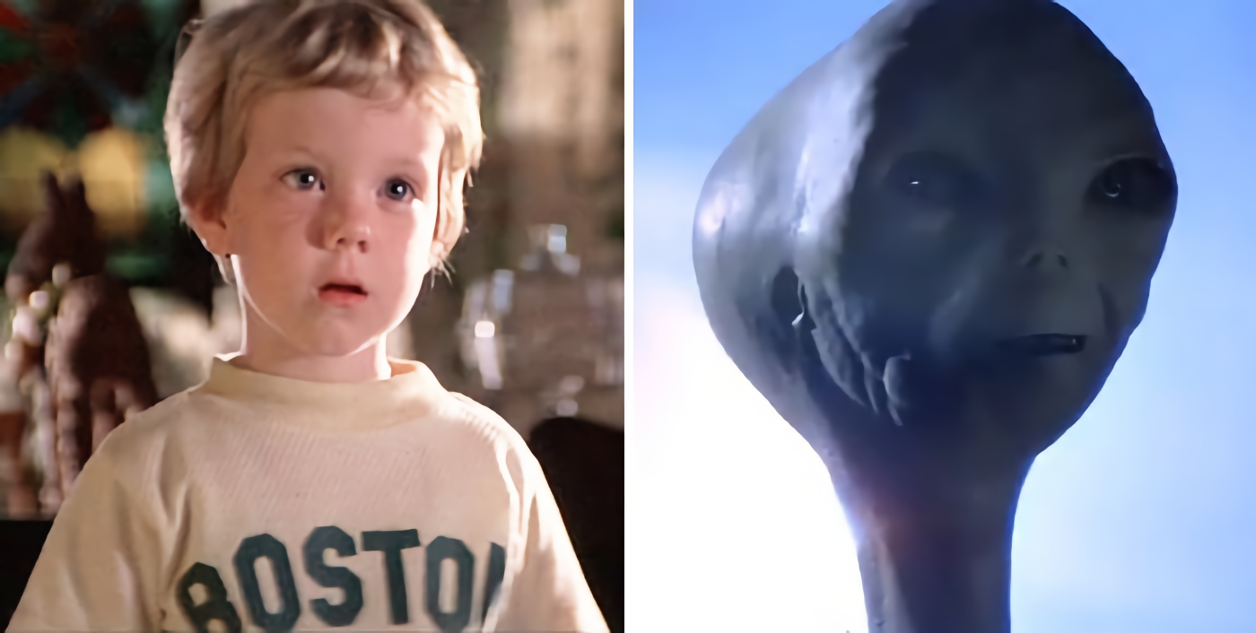 El niño Cary Guffey y el extraterrestre de 'Encuentros en la tercera fase'.