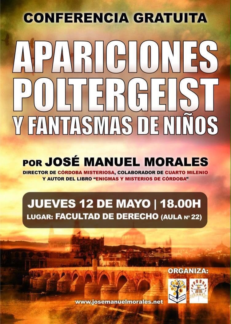 Cartel de la conferencia sobre fantasmas de José Manuel Morales en la Universidad de Córdoba.
