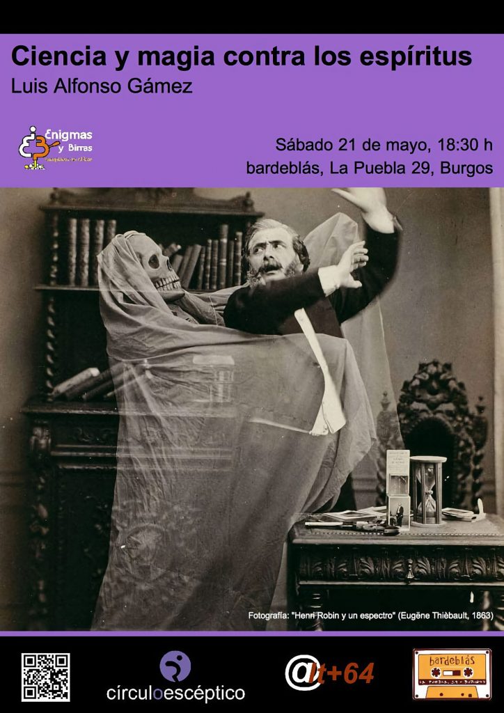 Cartel del 'Enigmas y birras' de Burgos dedicado al espiritismo.