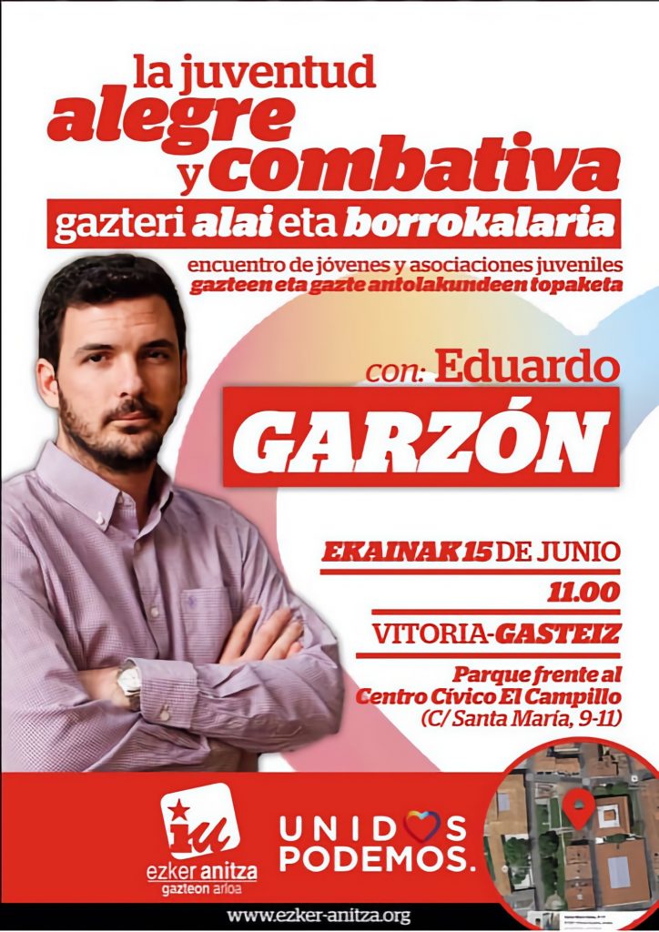 Cartel de un acto electoral protagonizado por Eduardo Garzón.