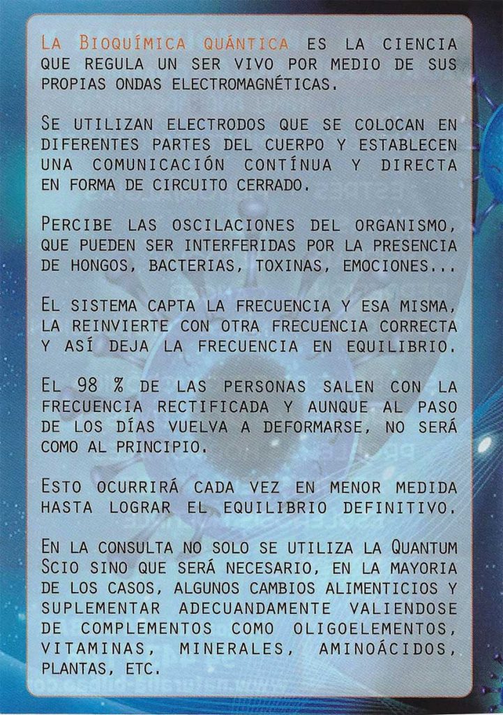 Anuncio del centro de dietética Naturalia que explica cómo 'funciona' la bioquímica cuántica.