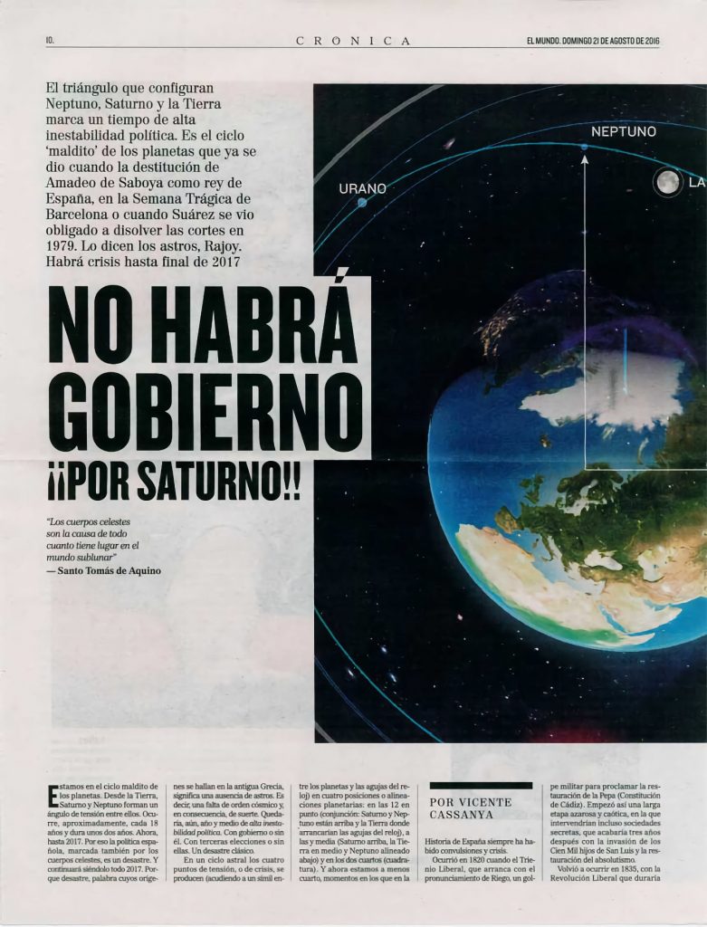 Arranque del reportaje astrológico de 'El Mundo' sobre la situación política española.