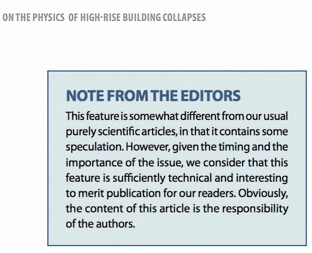 Nota de advertencia de los responsables de la revista de la Sociedad Europea de Física.