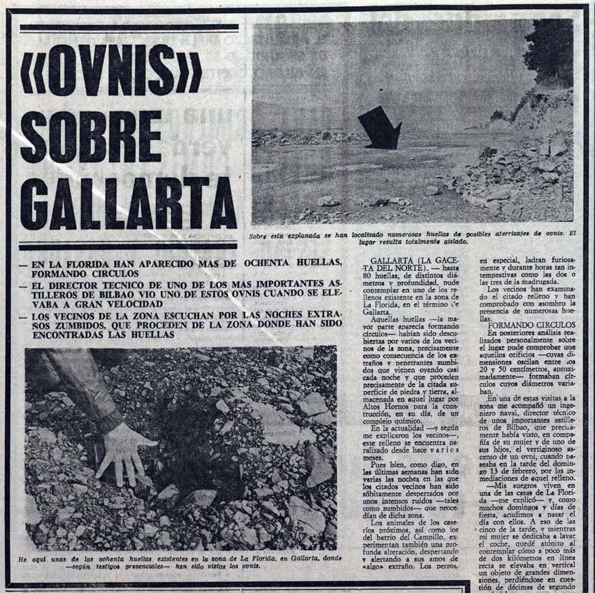 La primera noticia en la prensa sobre los ovnis de Gallarta.