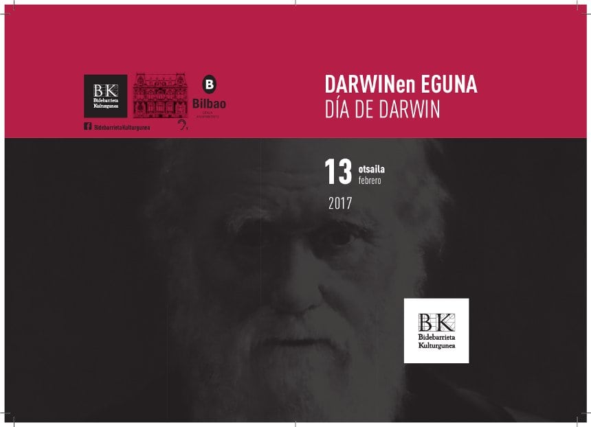 Portada del díptico del Día de Darwin 2017 de Bilbao.