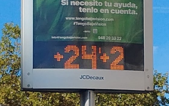 Foto que demuestra el fallo del termómetro pamplonés. Foto: Juan López.