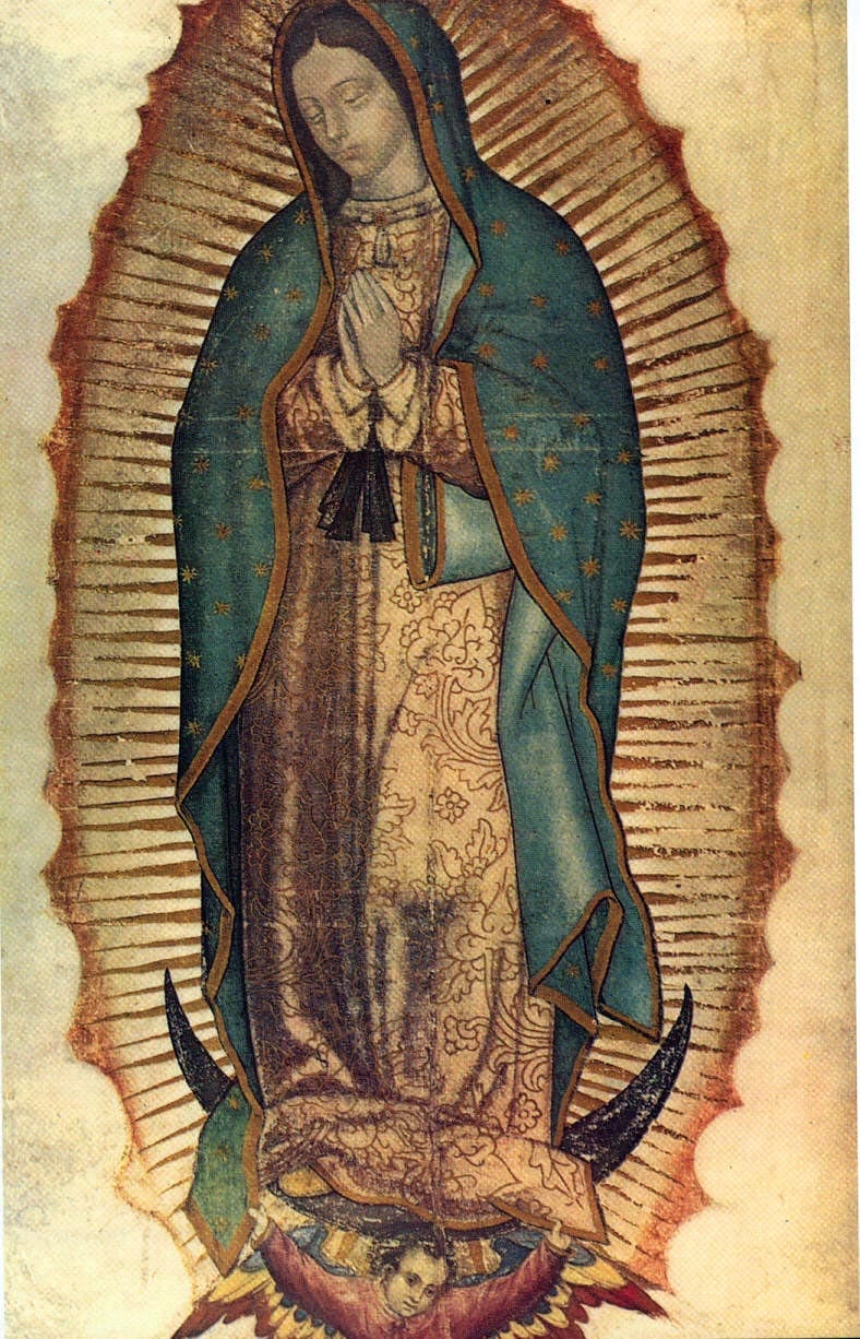 El ayate de la Virgen de Guadalupe.