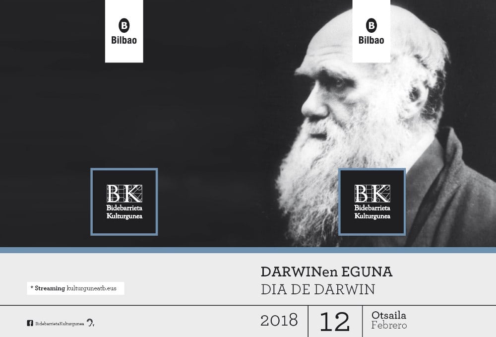 Portada del díptico del Día de Darwin 2018 de Bilbao.