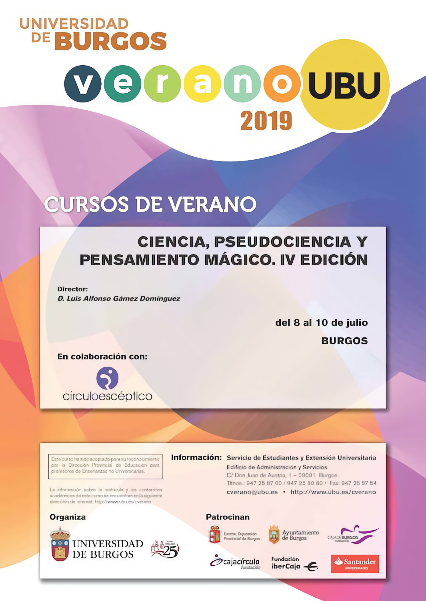 Cuarta edición del curso ‘Ciencia, pseudociencia y pensamiento mágico’, en la Universidad de Burgos